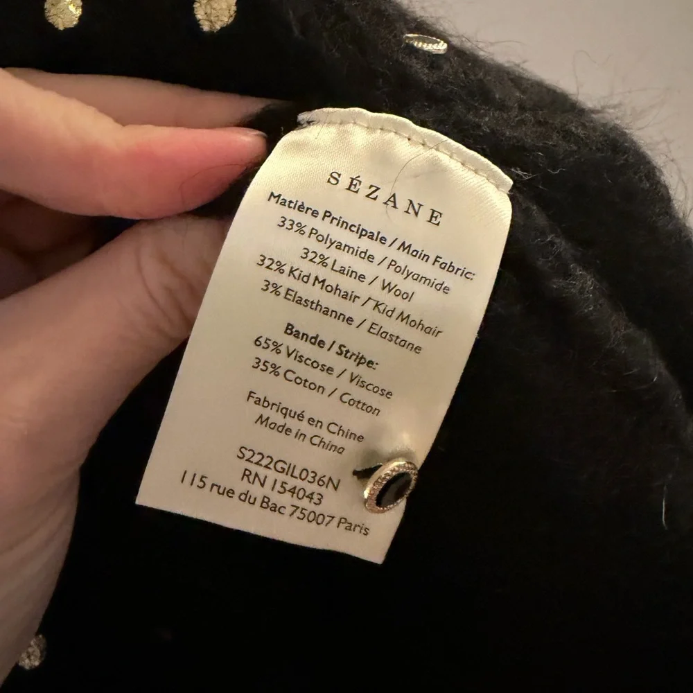Sezane Lizy Cardigan Noir/doré - Size S - Picture 3 of 5